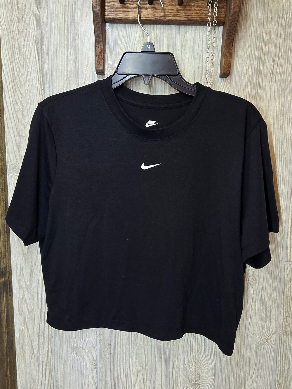 Nike Black Cropped Swoosh Tee